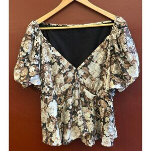 Abercrombie & Fitch Women's Bohemian Babydoll Puff Sleeve Blouse Size XL Lyocell